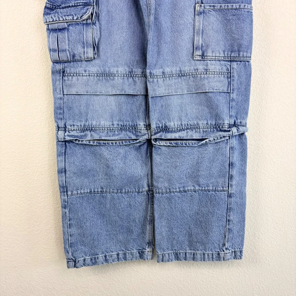 Garage Womens 5 27 Blue Cargo Jeans Wide Leg Multi Pocket Utility‎ Streetwear
